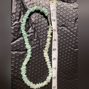 Puka Turquoise Dyed Shell Chip Beaded Necklace With Stainless Barrel Twist Clasp